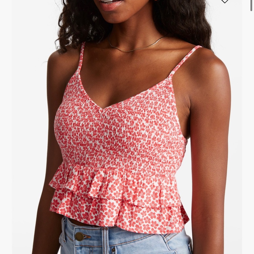 Billabong tank with matching shirts red floral print